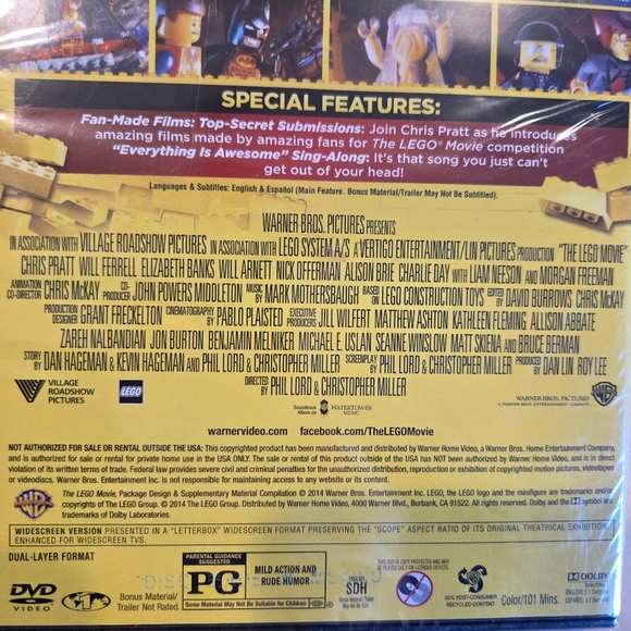 🌴3/$15🌴 The LEGO Movie (DVD) NEW FACTORY SEALED Family Comedy Chris Pratt - Picture 4 of 5